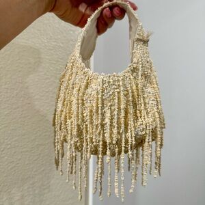 Cream Beaded Women's Bag